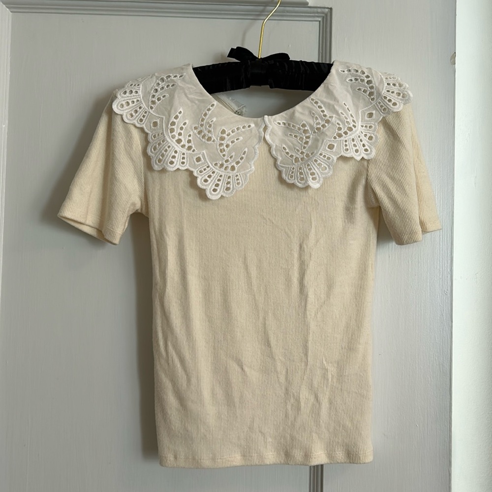 Cream Collared Zara top